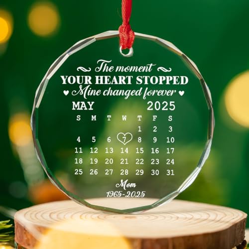 Personalized Memorial Glass Ornament for Loss of Loved Ones Mom Dad
