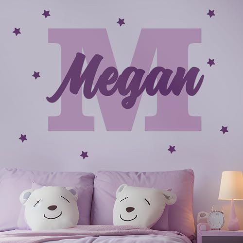 Multiple Font Personalized Name & Initial Vinyl Wall Decals I Nursery Wall Decal for Baby Boy & Girl Decoration I Stickers for Kids I Multi