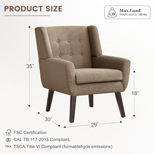 Accent Chair Upholstered Button Tufted Armchair