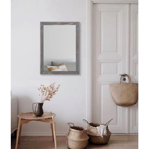 Wooden Mirror Rectangle Rustic Mirrors for Wall Decorative for Bedroom Bathroom Living Room Entryway Hanging Home Decor 20"x16"