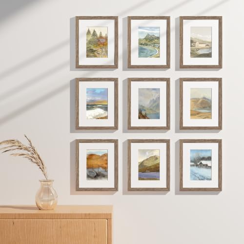 8x10 Picture Frames Set of 9 for Wall Mount or Tabletop (9 Count)