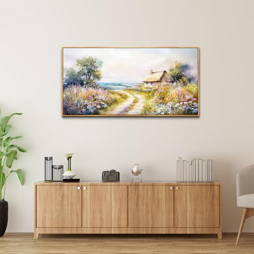 Wood Framed Canvas Wall Art For Living Room Wall Decor For Bedroom Office Wall Decoration Country Road Landscape Paintings Farmhouse Pictures Artwork Room Aesthetic Home Decor 20x40 In