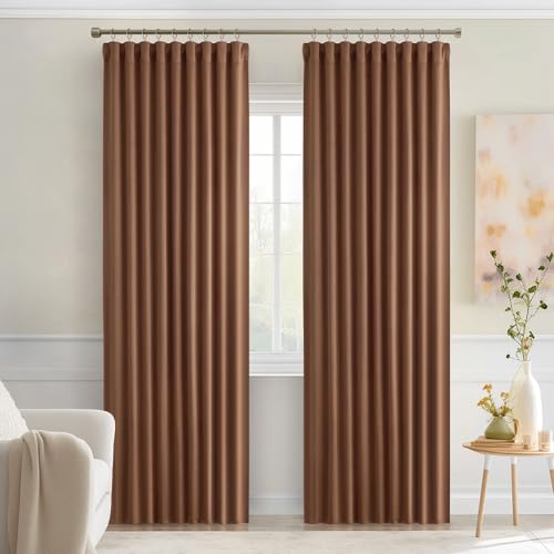 Cappuccino Brown Back Tab Blackout Curtains 52"x90" Long 2 Panel Set (2 Count)