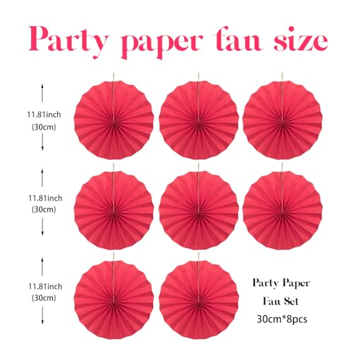 Red Party Decorations Red Paper Fans Hanging Decorations 12inch (30 Count)