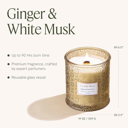 Ginger & White Musk Scented Candle for Home (19 Ounce)
