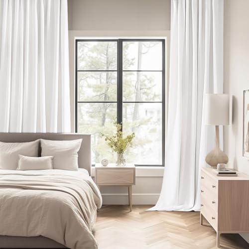Pure White Back Tab Blackout Curtains 52x102 Inch Long 2 Panels Set (2 Count)