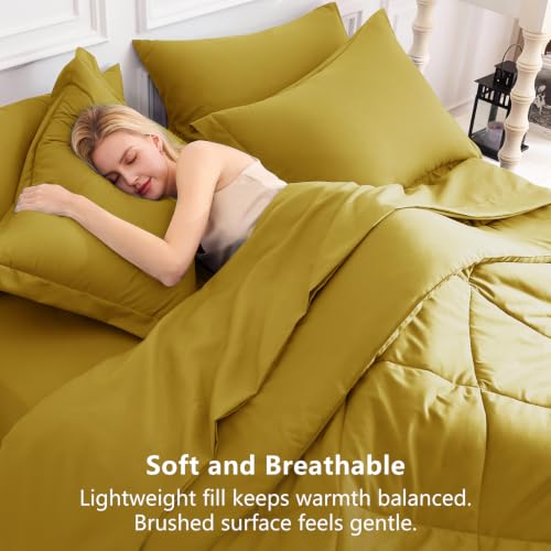 Queen Comforter Set 88"x88" Mustard Yellow