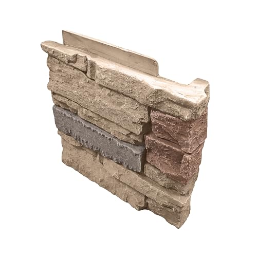 Faux Stacked Stone Right Corner Panel 12.5" x 11.25" in Desert Sunrise Color for Do It Yourself Friendly Home Improvement Projects