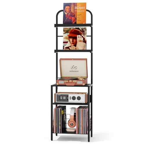 Record Player Stand with Vinyl Storage (5 Count)