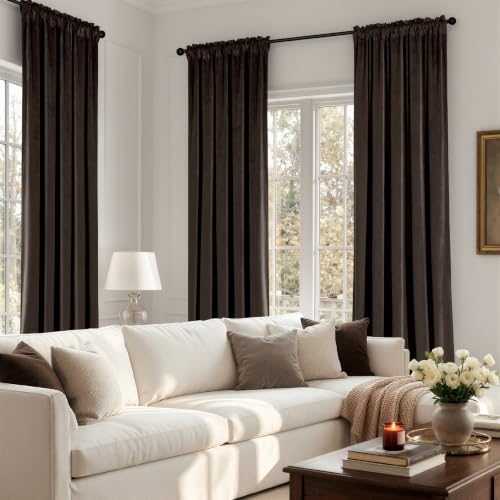 Brown Blackout Velvet Curtains Drapes 84 Inch Long 52"x84" Bedroom (2 Count)