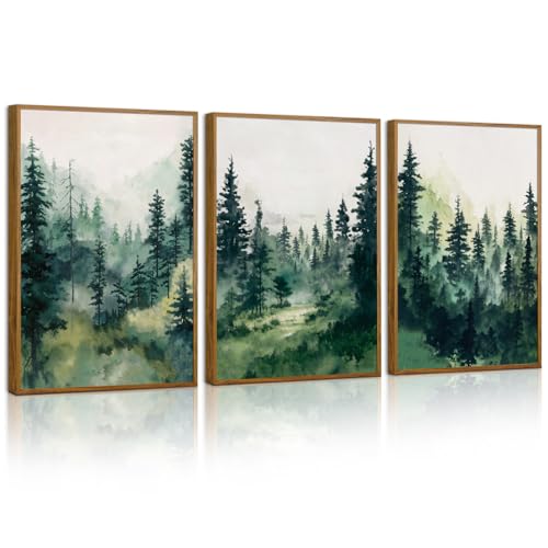 Misty Forest Framed Canvas Wall Art Set (3 Count)