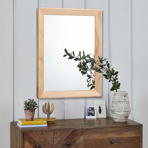Rustic Mirrors for Wall Rectangle Wood Frame Mirror Decorative for Farmhouse Bedroom Bathroom Living Room Large 20"x16"