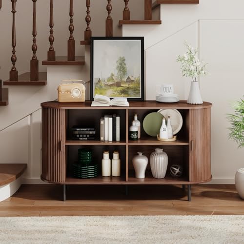 55" Fluted Buffet Sideboard Cabinet with Sliding Door