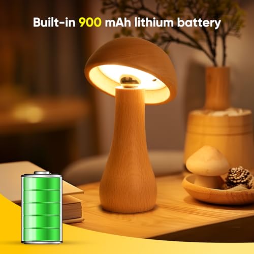 2 Pack Wooden Mushroom Lamp (2 Count)
