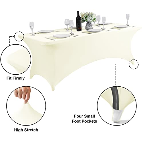 2Pack Waterproof Spandex Table Cover for 8FT Table Universal Fitted Stretch Tablecloth for Party (2 Count)