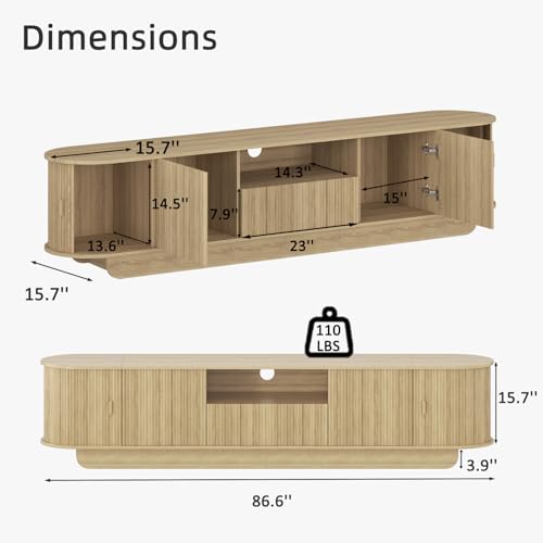 86.6'' Fluted TV Stand for 55