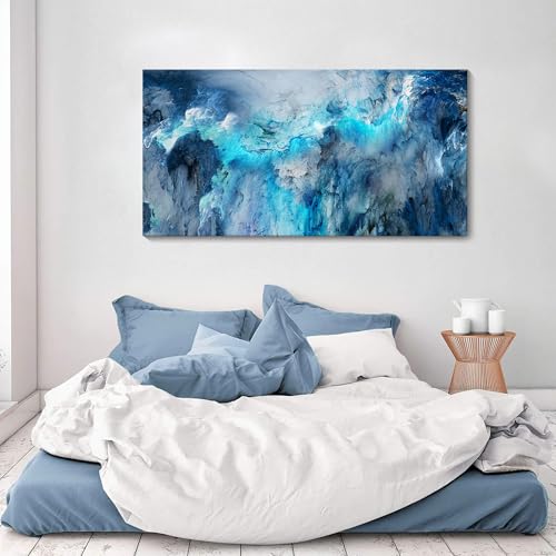 Blue Canvas Wall Art Modern Abstract Wall Decor for Living Room Contemporary Pictures for Bedroom Wall Decor Artwork for Walls Dinning Room Decoration Wall Navy Blue Office Decor20×40IN