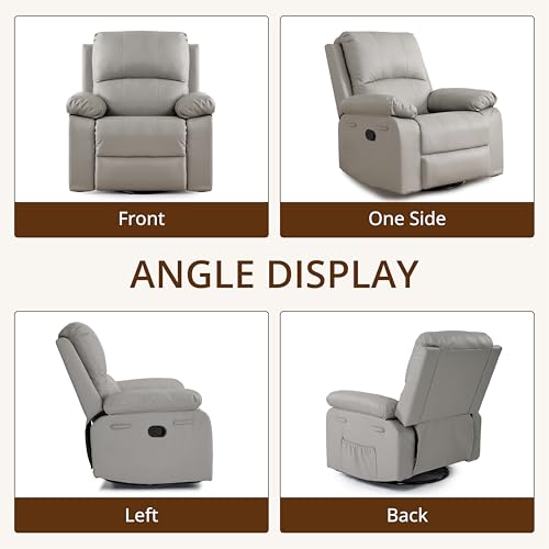 360° Swivel Rocking Leather Recliner Chair Set of 2 (2 Count)