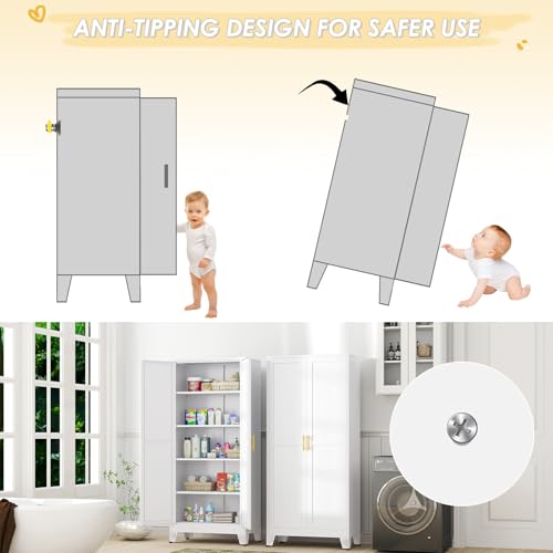 71" Tall Metal Storage Cabinet with 2 Doors and 4 Adjustable Shelves