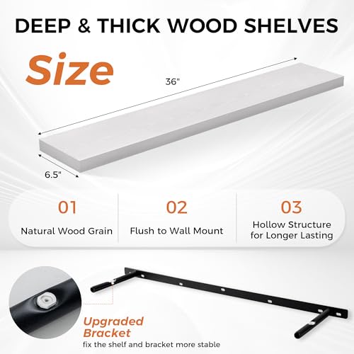 36Inch Floating Shelves for Wall 2 Pack Wood Shelves for Kitchen (2 Count)