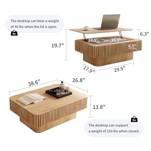 Lift Coffee Table with Storage & Adjustable Height