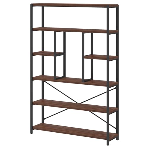 6 Tier Industrial Bookshelf for Bedroom Living Room Office