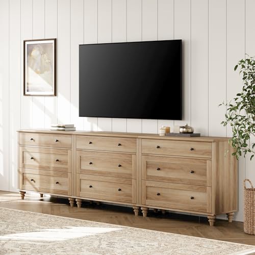 Oak Dresser for Bedroom with 9 Drawers