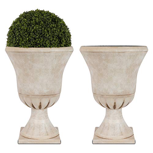 Garden Plastic Urn Planters for Outdoor Plants (2 Count)