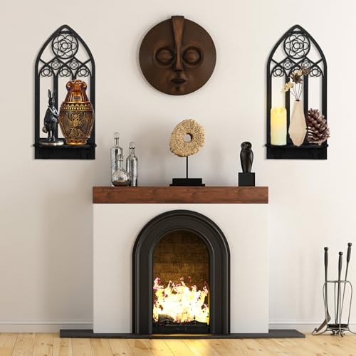 Wooden Gothic Candle Sconces Wall Decor Set of 2 (2 Count)