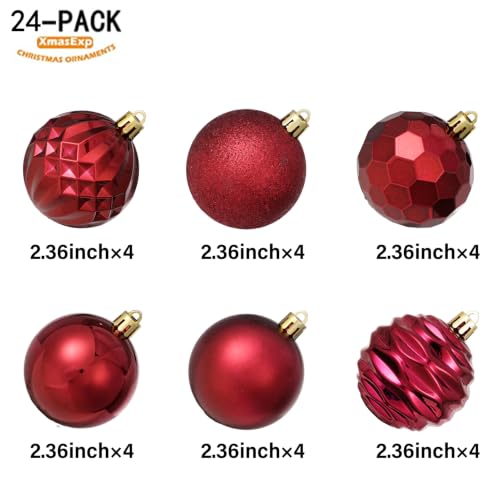 24ct Christmas Ball Ornaments Shatterproof Xmas Tree Hanging Balls Decorations Perfect for Holiday Wedding Christmas Decor (34 Count)