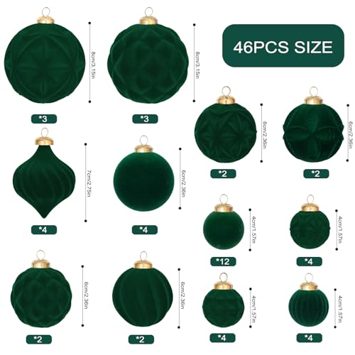 46PCS Velvet Christmas Ball Ornaments Set (46 Count)
