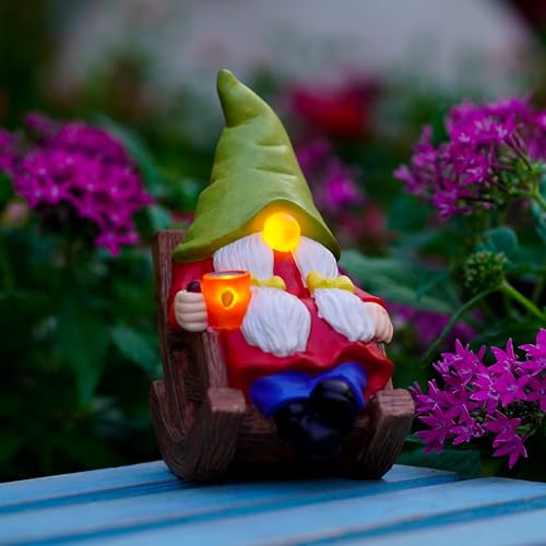 Solar Powered Relax Garden Gnome Statue