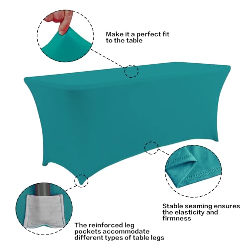 2 Pack 4FT Table Cloth for Rectangular Spandex Lake Blue Cover (2 Count)