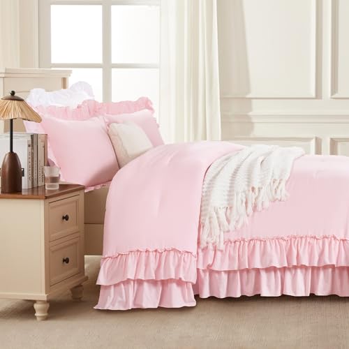 Pink Ruffle Full Size Comforter Set