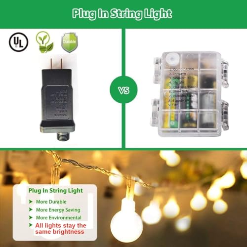 Globe String Lights Plug in 116 Ft. 200 LED 8 Modes with Remote (100 Foot)