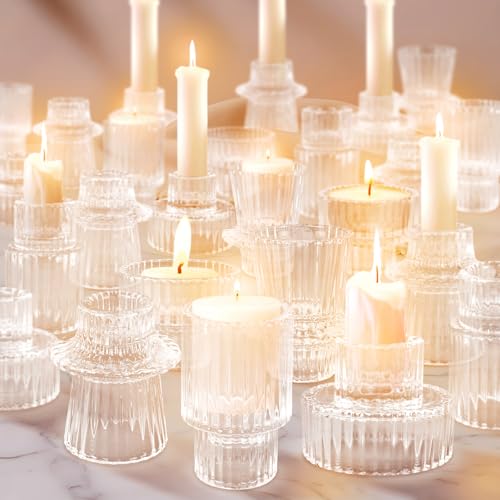 30 Pcs Glass Candlestick Holders Tealight Candle Holders (30 Count)