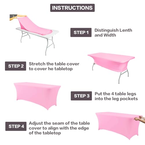 4FT Table Cloth for Rectangular Spandex Pink Table Cover