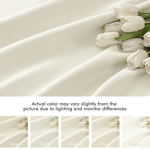 Cream Back Tab Blackout Curtains 52x108 Inch Long 2 Panels Set (2 Count)
