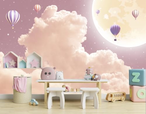 Pink Purple Cloud Wallpaper Mural Peel and Stick for Girl's Bedroom