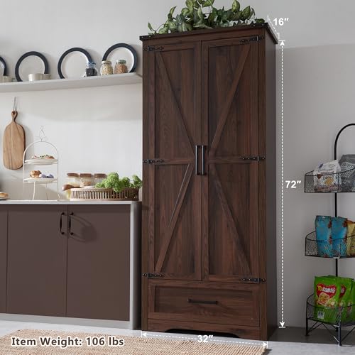 72" Tall Wood Storage Cabinet
