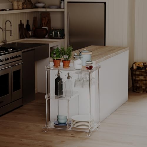 Acrylic Bar Cart with 4 Lockable Wheels