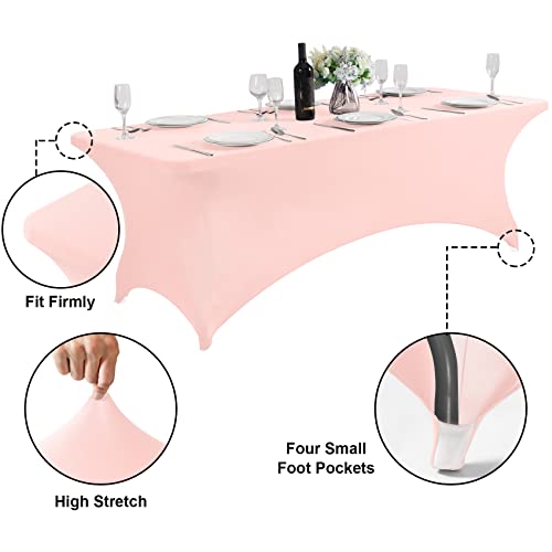 2Pack Waterproof Spandex Table Cover for 4FT Table Universal Fitted Stretch Tablecloth for Party (2 Count)