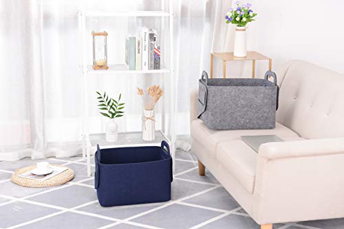 Storage Basket Felt Storage Bin Collapsible& Convenient Box Organizer with Carry Handles for Office Bedroom Closet Babies Nursery Toys Laundry