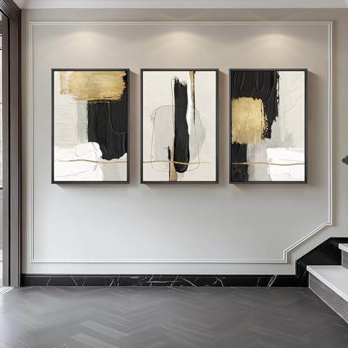 Framed Modern Black and White Abstract Wall Art for Living Room (3 Count)