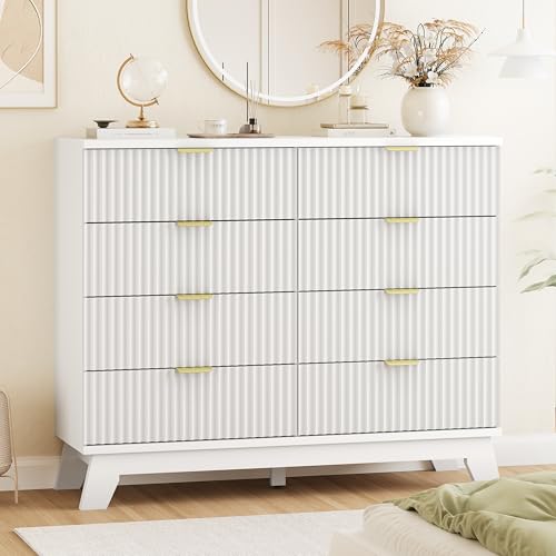 Fluted Dresser for Bedroom with 8 Drawers