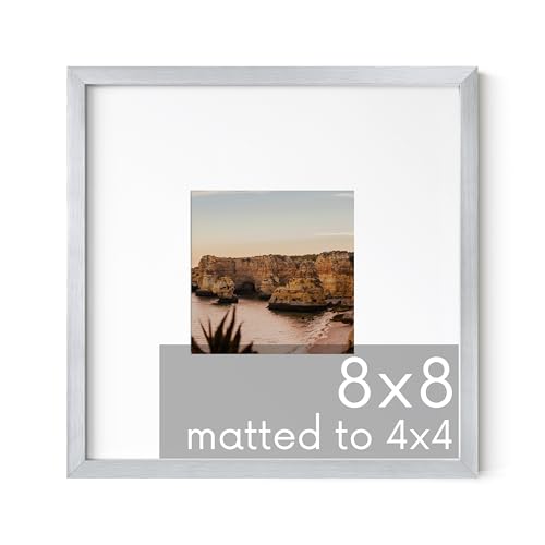 8x8 Silver Metal Picture Frame Matted to 4x4