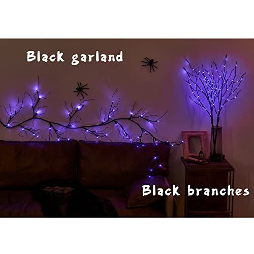 Halloween Lighted Branches with Timer 100 LED Purple Fairy Lights 32IN