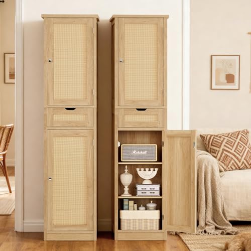 66.9" Tall Bathroom Storage Cabinet with 2 Doors & 1 Drawer