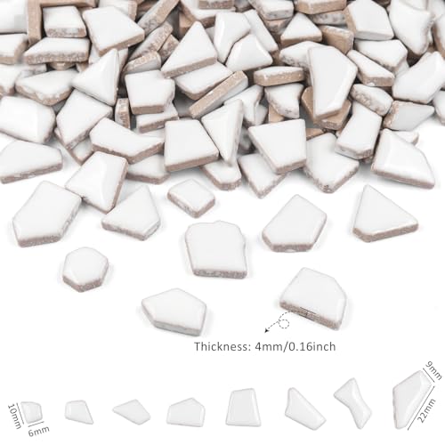 454g Irregular Shape White Ceramic Mosaic Tiles for DIY Crafts Bulk