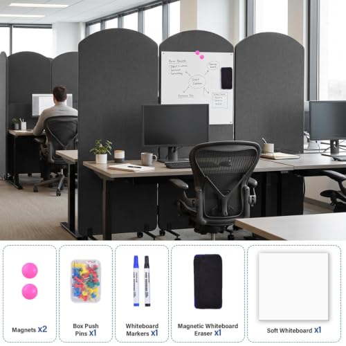 72 x 66 Inch 3 Panel Soundproof Room Divider with Wheels